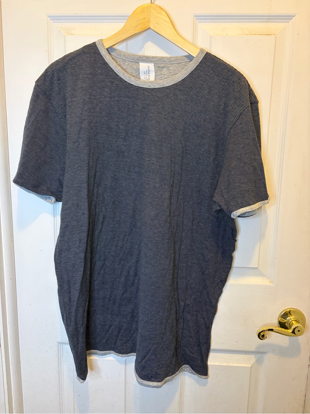 Banana Republic Navy and Light Gray Striped Reversible Long Sleeve Tee